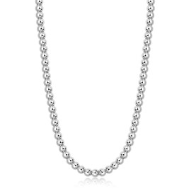 AMITER Silver Painted Bead Necklace, 3mm - 8mm Ball Beaded Chain Necklaces for Women & Men