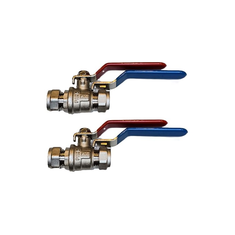 TC Pack of 2 x 15mm Lever Ball Valve Full
