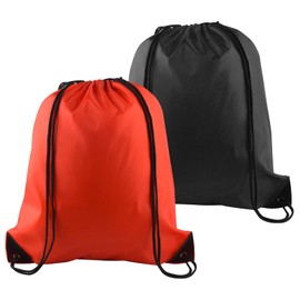PLULON 2Pcs Drawstring Bags Bulk Drawstring Backpack Red Black String Backpack Cinch Sack Sport Gym Backpack Bags for Yoga Traveling Outdoor Sports