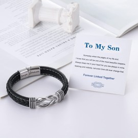 To My Son Bracelet form Mom Leather (Son Style2)