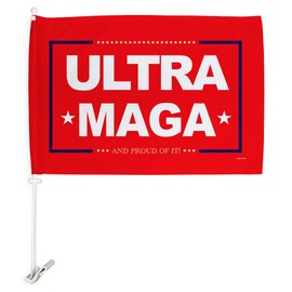 Trump Flag Red Ultra MAGA Car Flags Pack with POW MIA Veterans Military Armed Forces Memorial Vehicle Auto Window Decor Bandera para Carros Outdoor Pole Accessories Gifts for Him, Made in USA