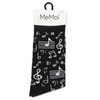 MeMoi Musical Notes Rayon Blend Crew Sock Black 9-11