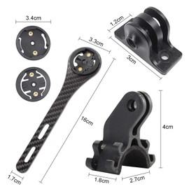Carbon Fibre Integrated Bicycle Computer GPS Mount for Wahoo, Garmin, Bryton, GIT, Mounts for Action Cameras and Light, Bicycle Computer Handlebar (Set 1)