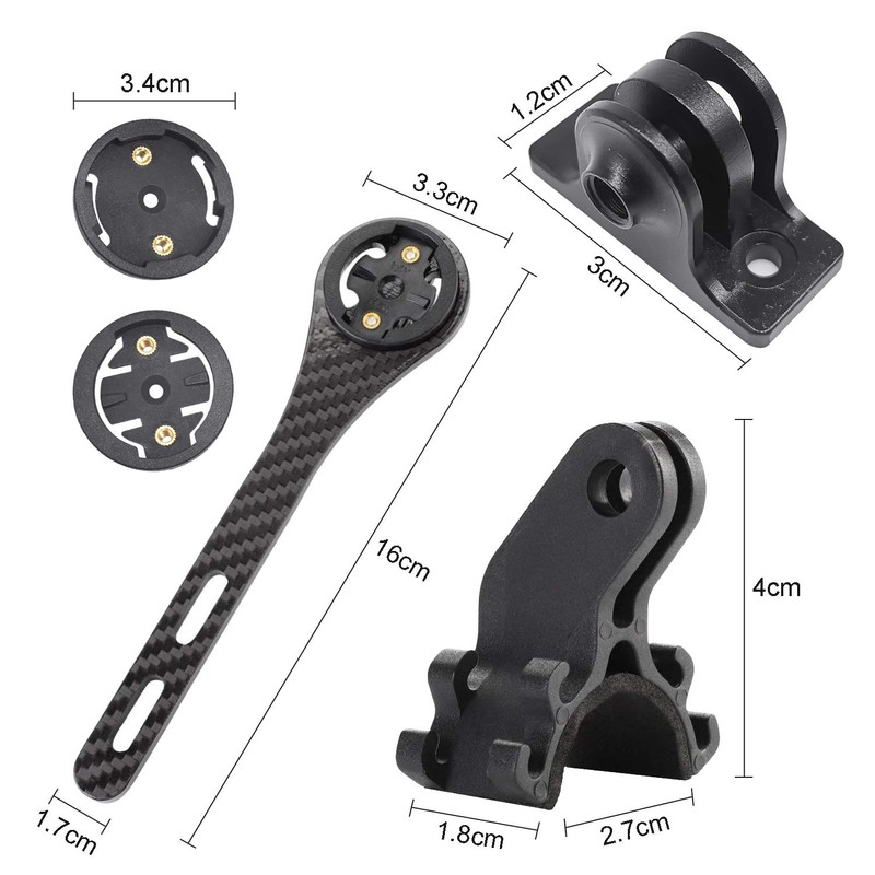 Carbon Fibre Integrated Bicycle Computer GPS Mount for Wahoo, Garmin,