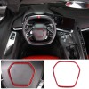 autopart2021 Red Carbon Fiber Steering Wheel Emblem Trim Frame For
