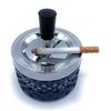 Butt Bat Round Push Down Glass Ashtray with Spinning Tray