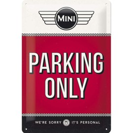 Nostalgic-Art Retro Tin Sign – Mini – Parking Only Red – Gift idea for Cooper Fans, Metal Plaque, 20 x 30 cm
