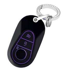 YALNORVA TPU Key Fob Cover Case ar Accessories Smart Key Holder, Purple Black 48