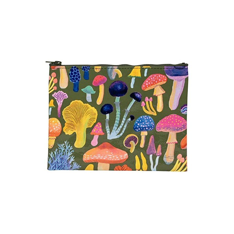 Blue Q Zipper Pouch, Mushrooms. Made from 95% Recycled Material,