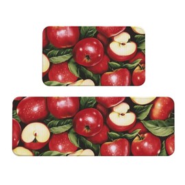 DJYQBFA Apples Fruit Kitchen Rug Mats for Floor Sets of 2 Anti Fatigue Cushioned Floor Mats Non-Slip Kitchen Sink Mat Washable Area Rugs for Home 17"x29.5"+17"x47.2"