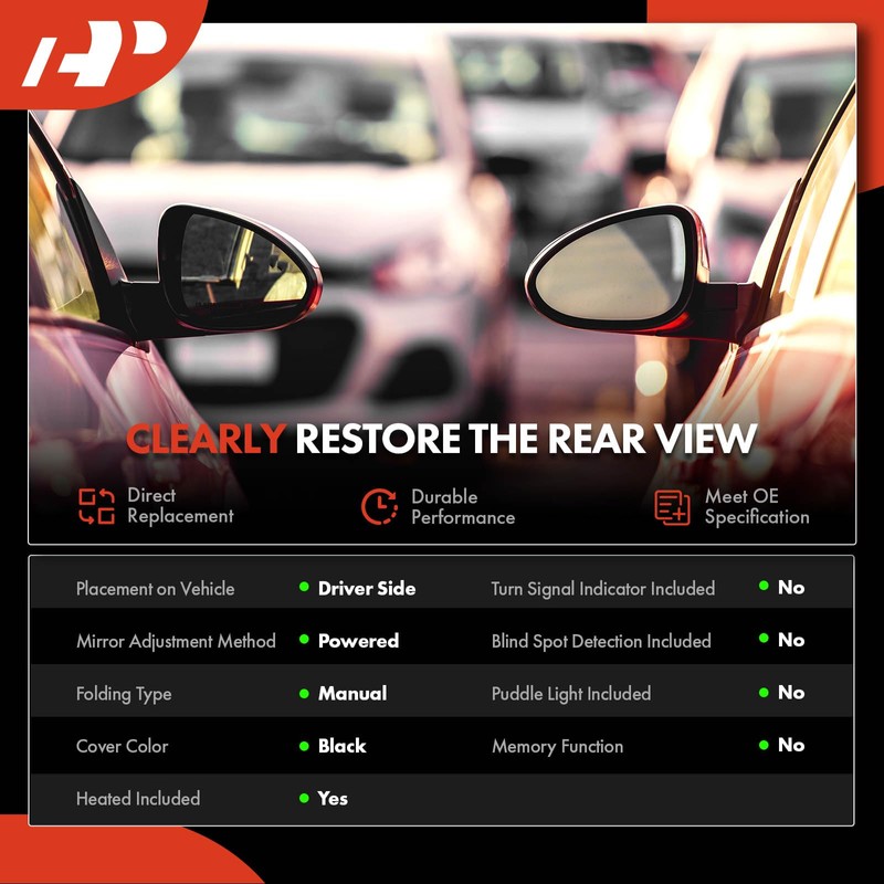 A-Premium Driver Side Power Door Mirror - Compatible with Hyundai