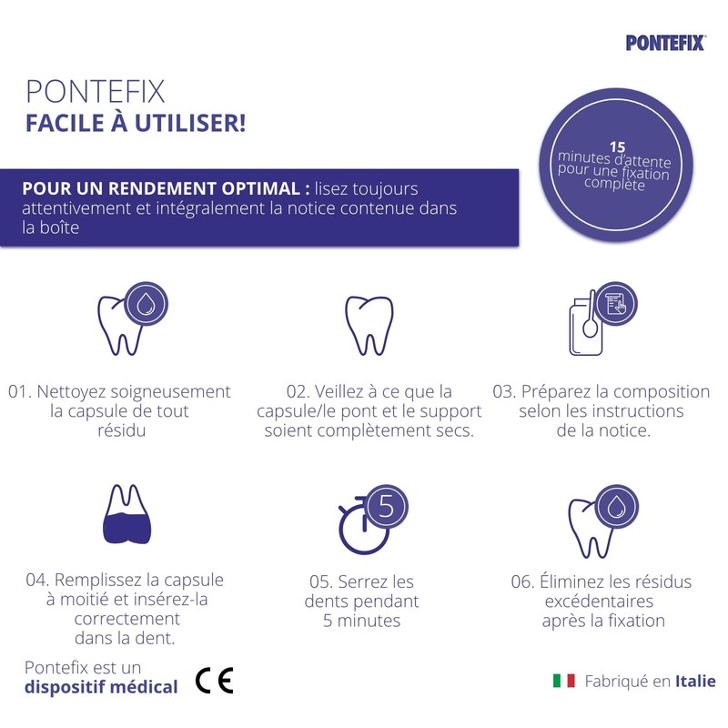 Pontefix - Cement fixes bridges, tooth capsules and pivoting teeth