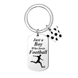 LUXYSODE Football Initial A-Z Keyring Football Gifts For Boys Football Keyring Keychains Footballer Gifts Birthday Christmas Graduation Gifts Just A Boy Who Loves Football (W)