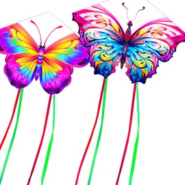 HENGDA KITE HENGDA KITE 2 Pack Butterfly Kite,for Kids and Adults,Easy to Fly,Excellent Fabric and Structure Design,The Pictures are Beautiful in high Definition,Suitable for Beginners(31x22)