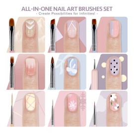 Gaoy 8 Pzs Pinceles Para Nail Art, Herramientas De Diseño...