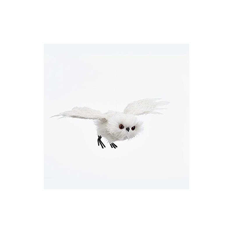 Plush White Flying Owl Ornament