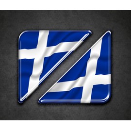 2 x 55mm Waving Scotland Flag Corner Number Plate Stickers HIGH GLOSS DOMED GEL