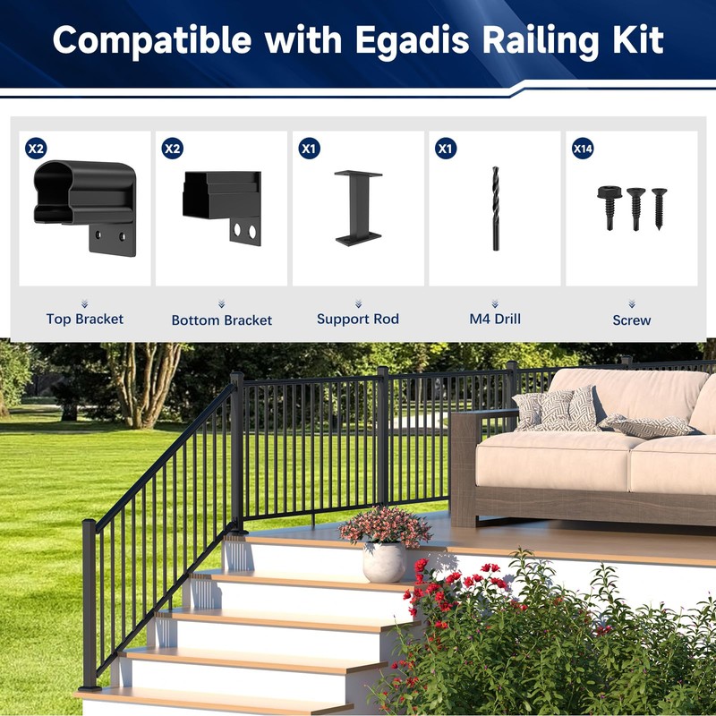 Egadis 4 Pack Aluminum Deck Railing Bracket Connector with Level