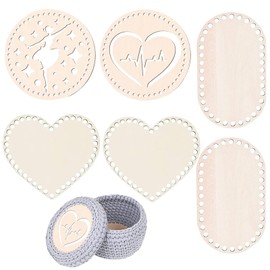 Osuter Wooden Basket Base, Pack of 8 Basket Base for Crocheting, Natural Wood Basket Base, Creative Crochet Basket Base, Blank Bag Base for DIY Basket, Weaving, Crafts, Making, Home Decoration