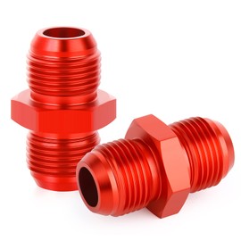 GASHER 2PCS 6AN to 6AN Male Flare Coupler Union Straight Fuel Hose Adapter Fitting Red