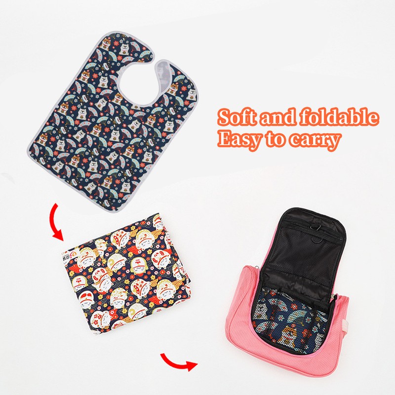 Eating Adults Bib Waterproof Reusable 3 Layers Washable Clothing Protector