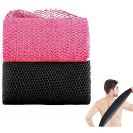 African Net Sponge Bath - Beauty Skin Wash Towel, African Exfoliating Net, Bath Sponge Back Scrubber, Body Cleaning Spa Massage Bath Towel for Men & Women Shower (Black+Pink)