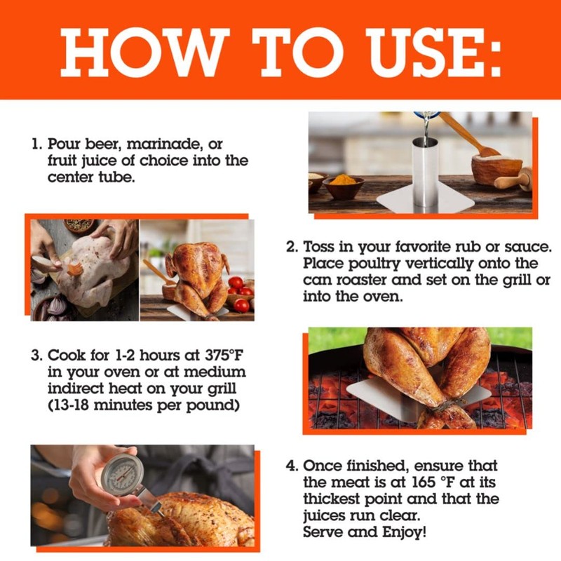 Camerons Christmas Beer Can Roaster - Stainless Steel BQQ Grill