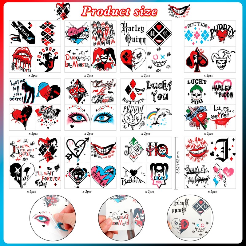 DPKOW Temporary Tattoos Quinn Fake Tattoos for Body Art, Make-up