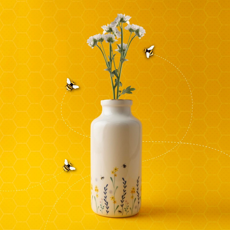 CGB Giftware | The Beekeeper Floral Ceramic Bottle Vase In