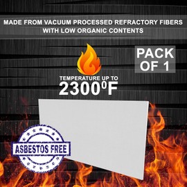 Ceramic Fiber Board - 1" Thick x 23.6" x 35.4" - 2300F Rated - Pack of 1 - Fireproof Board - Ceramic Insulation Baffle Board for Stove, Fireplace, Pizza Oven, Forge, Furnace, Kiln, Boiler