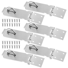SINJEUN 6 Pack 4 Inch Door Latch Lock, 2mm Thick 201 Stainless Steel Door Locks Hasp Latch Safety Packlock Clasp with 48 Mounting Screws for Door Window Cabinet Shed Cage, Silver
