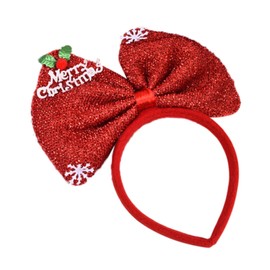 perfeclan Weihnachtsschleifen-Stirnband, Haarreif mit Schleife, Weihnachts-Haarreif für Frauen und Mädchen, Cosplay-Party, Schulveranstaltungen, Rot