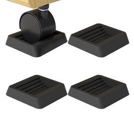 Caster Stopper, Floor Scratch Resistant Wheel, Anti-slip Mat, Soundproof Damper, Computer Chair, Crib Fixator, Elastic Rubber, Abrasion Resistant, Black, 4-Piece Set
