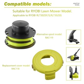 Strimmer Spool Line for Ryobi RAC118 RLT3525S, 1.2mm x 8.4M Replacement Trimmer, Brush Cutter, Spool Grass Trimmer with Cover and Spring (RAC118 cover × 1 + spring × 1)