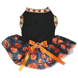 Petitebelle Puppy Clothes Dog Dress Plain Black Top Pumpkin Tutu, xl, black