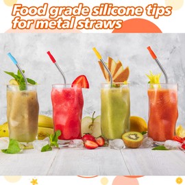 200 Pcs Tticai Silicone Straw Tips Multicolored Straws Tips Covers Reusable Silicone Straw Covers Metal Straw Tips for 6mm Outer Diameter Metal Straws Stainless Steel Straws, 11 Assorted Colors
