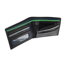 VISCONTI Bond Collection LE CHIFFRE Gents Leather Wallet RFID Blocking BD707 Black/Cobalt/Green