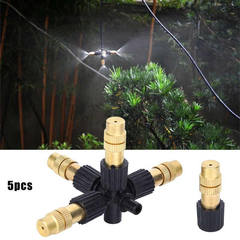 5Pcs G1/2 DN15 Copper Adjustable Misting Sprayer Nozzle Garden Irrigation