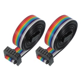 PATIKIL 10 Pins IDC Connector Flat Ribbon Cable 2.54 mm Pitch Length 1000 mm Wide 12 Mm, 2 Pcs Dual Row Data Cable Female to Female for IDE Drive Printer Industrial DIY Electronics