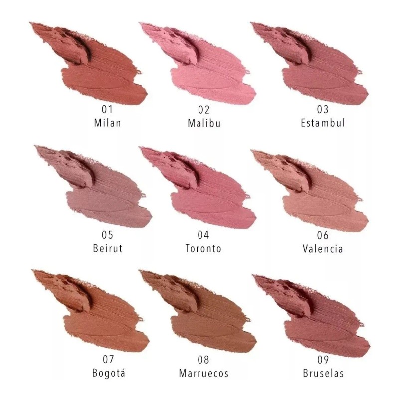 Set Labiales Mate Bissu (kit 9 Piezas Tonos Nude)
