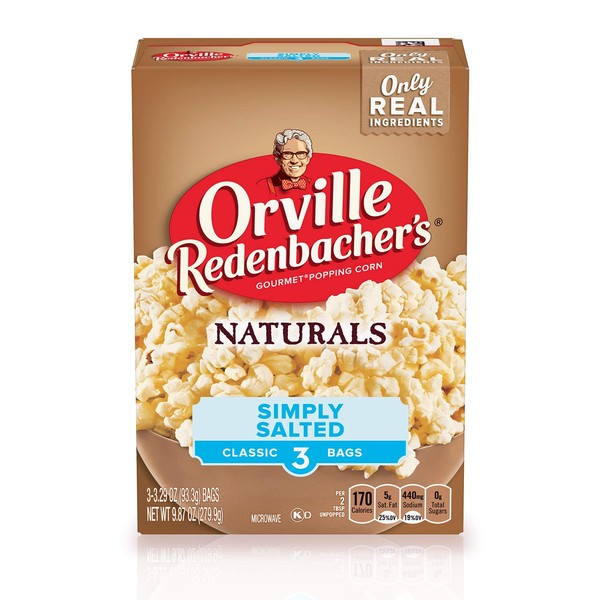 Orville Redenbacher's Naturals Simply Salted Popcorn, 3.29 oz Classic Bag, 3 ct