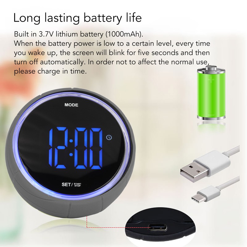 Multifunctional Timer Kitchen Baking Timer with Cool Ambient Light 1000MAH