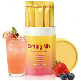 Cutting Drink Mix,Supports Satiety Signaling & Gut Health,with Berberine, Chromium, Yerba Mate & 5-HTP,Sugar-Free,Vegan,Non-GMO | Strawberry Açaí – 30 Sticks