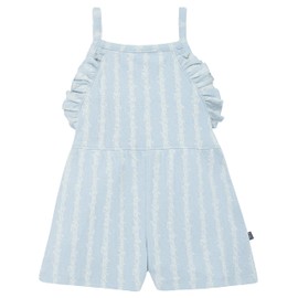 Modern Moments by Gerber Baby Girls' Ruffle Romper, Light Blue Mini Flower Stripe, 12 Months