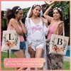 Floral Initial Tote Bag - 15'x16' Canvas Bags for Women