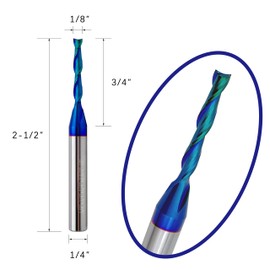Up Cut Spiral Router Bit 1/8 inch Cutting Diameter and 1/4 inch Shank Solid Carbide CNC End Mill for Wood Carving Engraving Grinding Grooving，1PCS