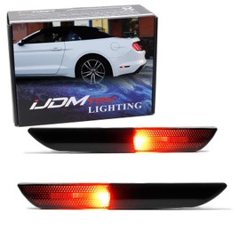 iJDMTOY Black-Out Smoked Lens Rear Side Marker Lamp Housings w/Super Red LED Replacement Bulbs Compatible With 2015-2023 Ford Mustang