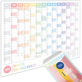 heaven+paper Year Planner 2025 A1 Wall Calendar 2025 Large (+ 80 x 60 cm) Folded with 14 Months Calendar 2025 Wall Planner with Holidays, School Holidays, Calendar Weeks Germany (Rainbow, A1/Landscape