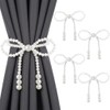 4 Set of Bow Curtain Tiebacks, Pearl Bow Curtain Holders,