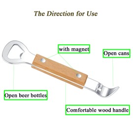 Vethwal Magnetic Can Punch Bottle Opener, Manual Stainless Steel Church Key Can Opener with Magnet for Camping and Traveling 2 Pack